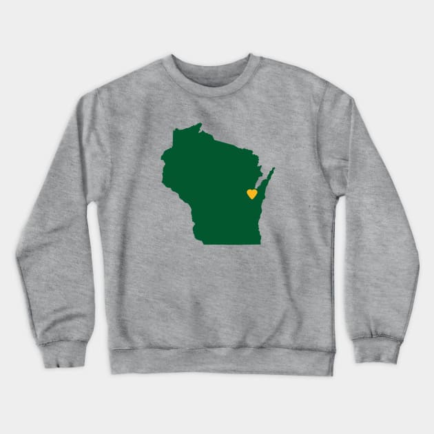 Wisconsin Love in Green and Gold Crewneck Sweatshirt by juniperandspruce